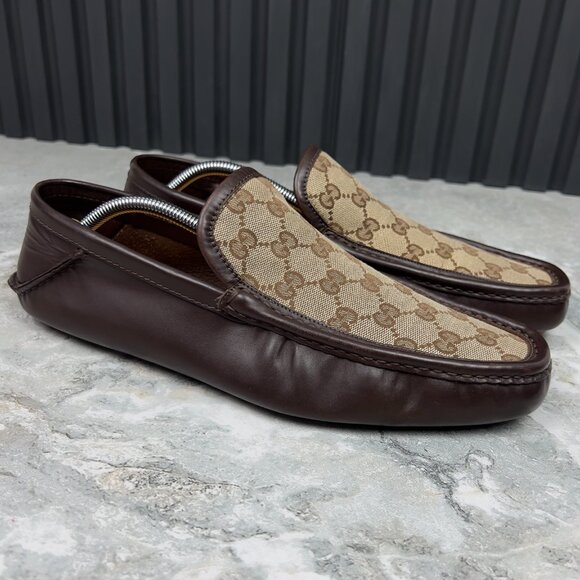 Gucci GG Canvas Vintage Moccasins Brown Leather 10 G or 10.5 US or 44 EUR - Picture 4 of 11
